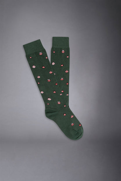 Men's knitted long socks with Christmas decorations pattern made in Italy