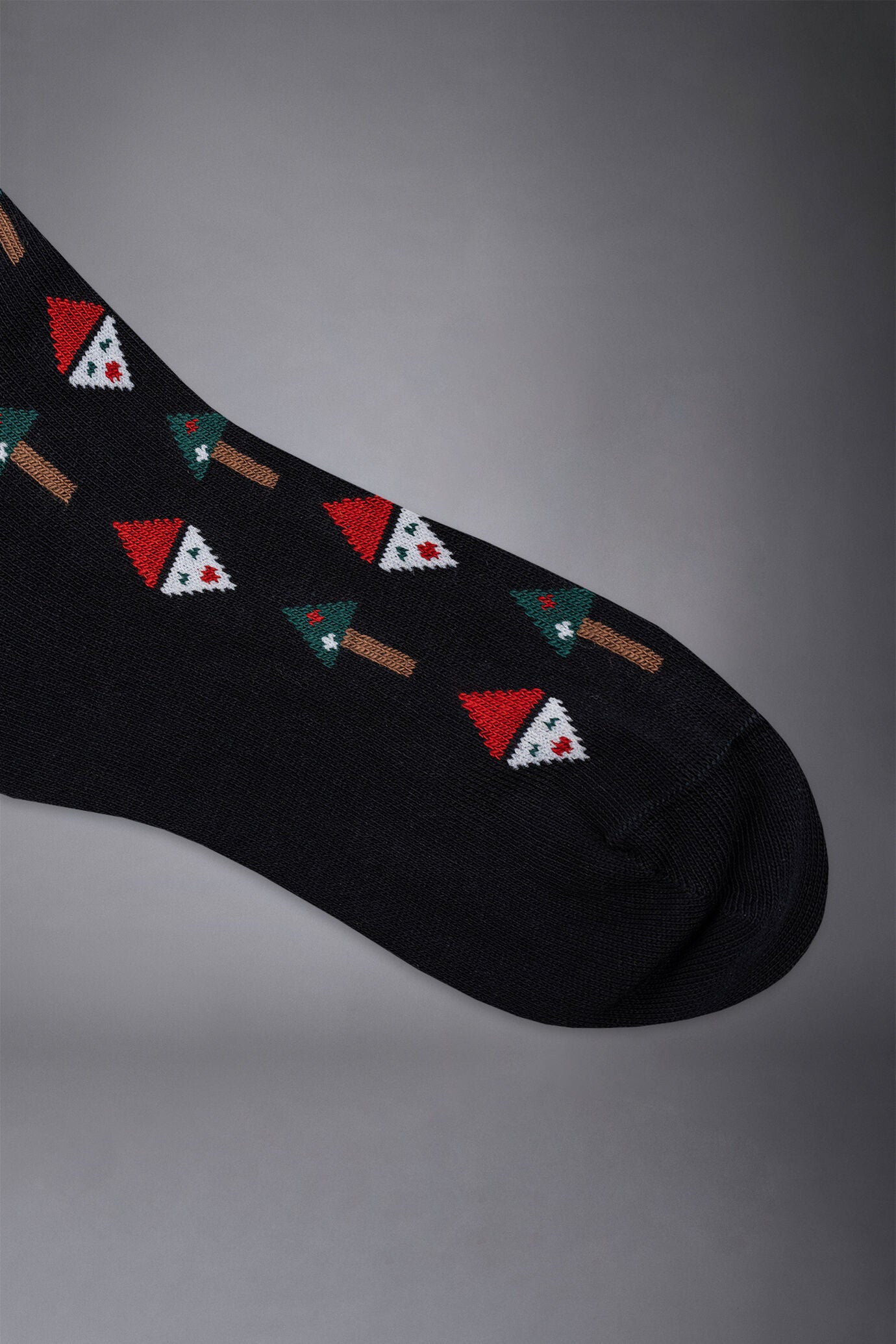 Men's knitted long socks with Christmas trees pattern made in Italy