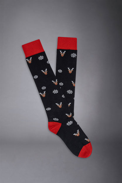 Men's knitted long socks with reindeers pattern made in Italy