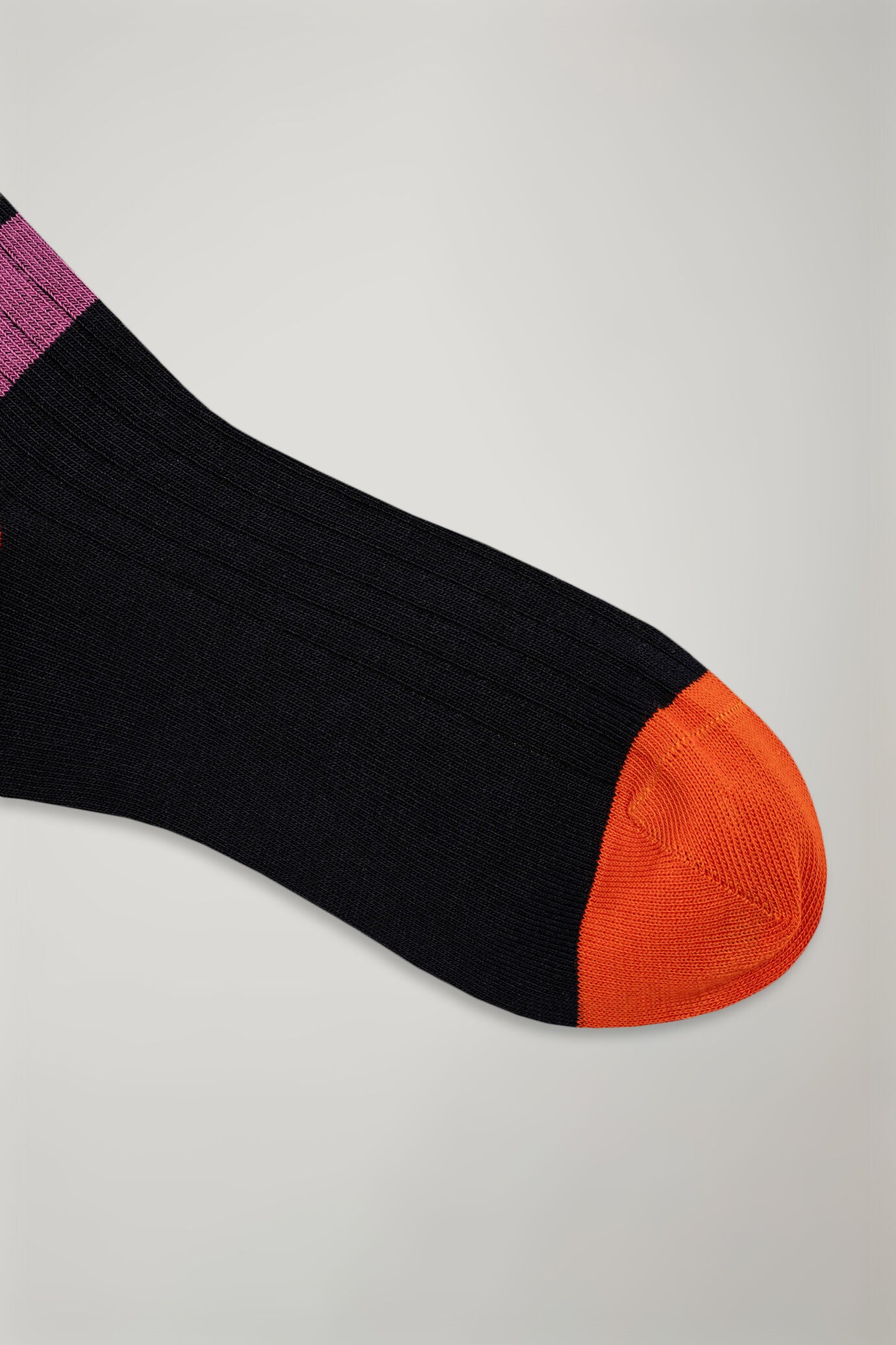 Men's long socks in wide rib knit regimental pattern made in Italy