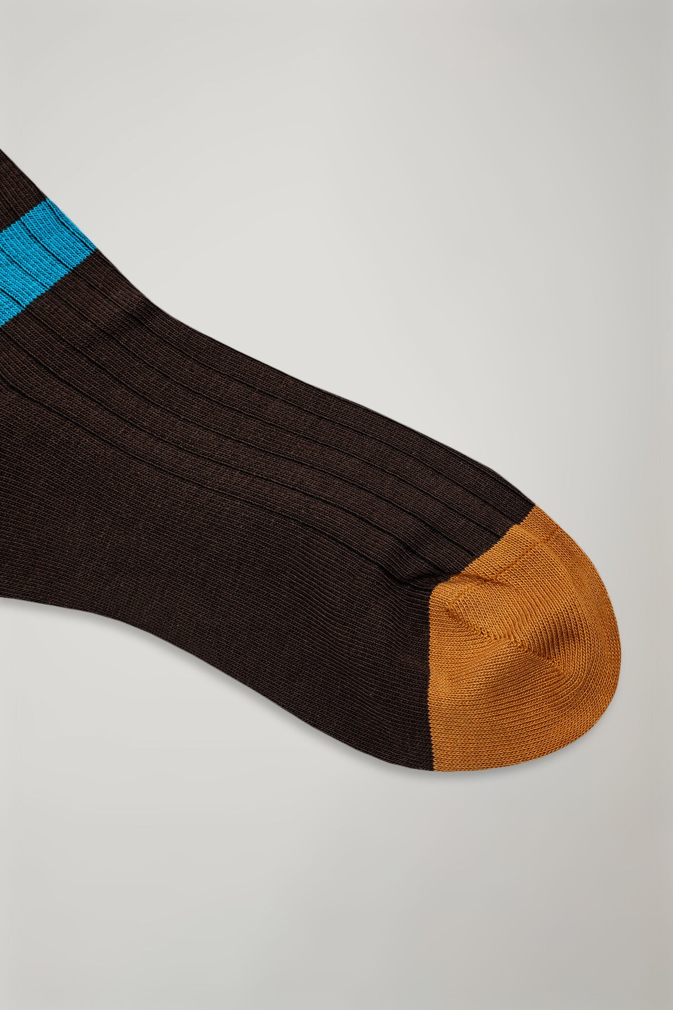 Men's long socks in wide rib knit regimental pattern made in Italy