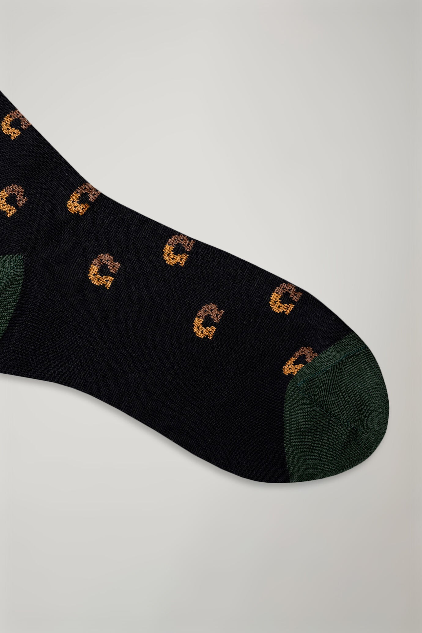 Men's knitted long socks with horseshoe pattern made in Italy