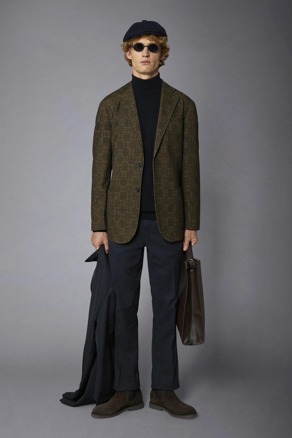 Regular fit genderless single-breasted jacket Prince of Wales fabric