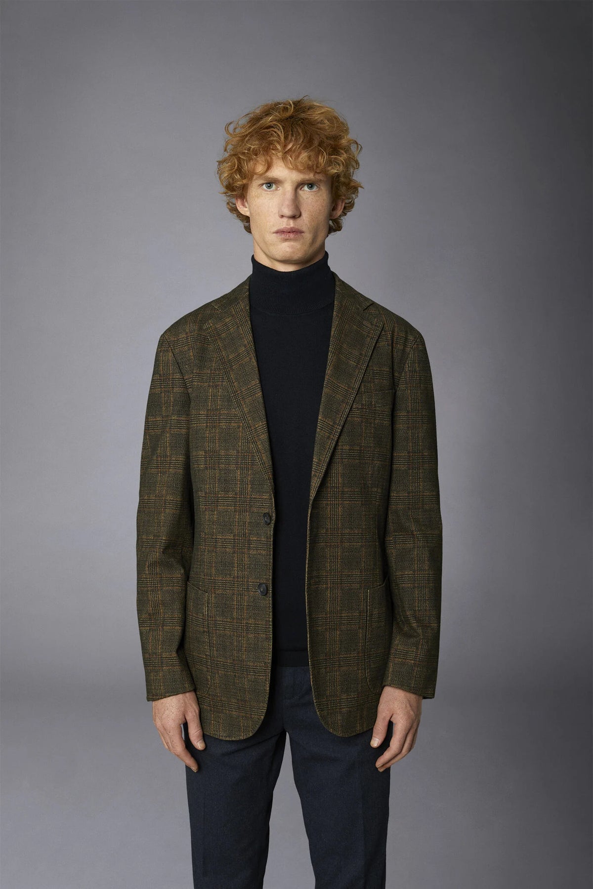 Regular fit genderless single-breasted jacket Prince of Wales fabric