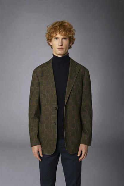 Regular fit genderless single-breasted jacket Prince of Wales fabric
