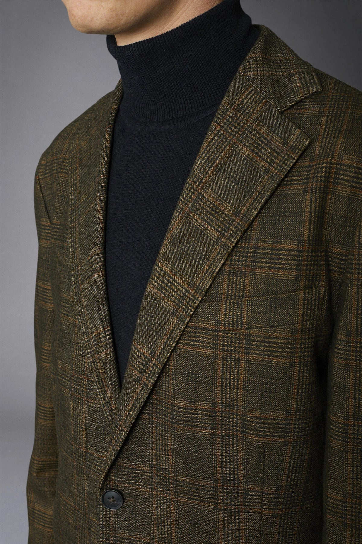 Regular fit genderless single-breasted jacket Prince of Wales fabric
