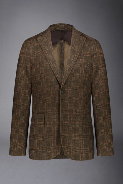 Regular fit genderless single-breasted jacket Prince of Wales fabric