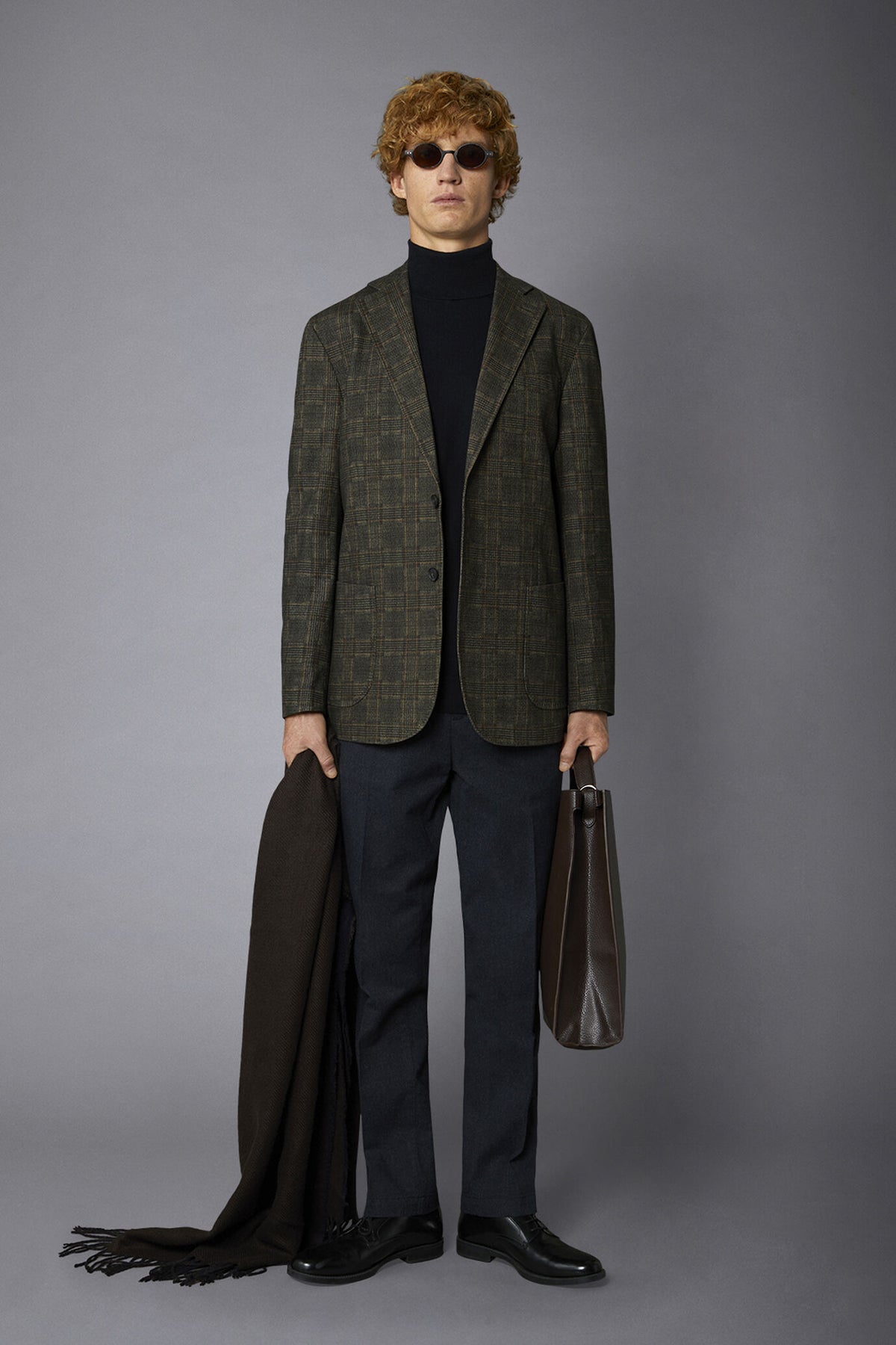 Regular fit genderless single-breasted jacket Prince of Wales fabric