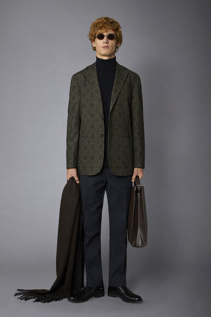 Regular fit genderless single-breasted jacket Prince of Wales fabric