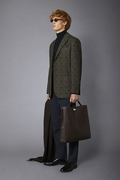 Regular fit genderless single-breasted jacket Prince of Wales fabric