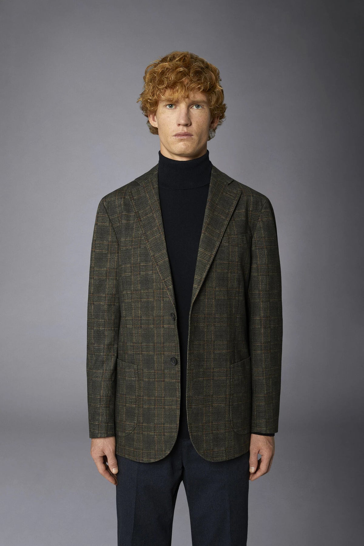 Regular fit genderless single-breasted jacket Prince of Wales fabric