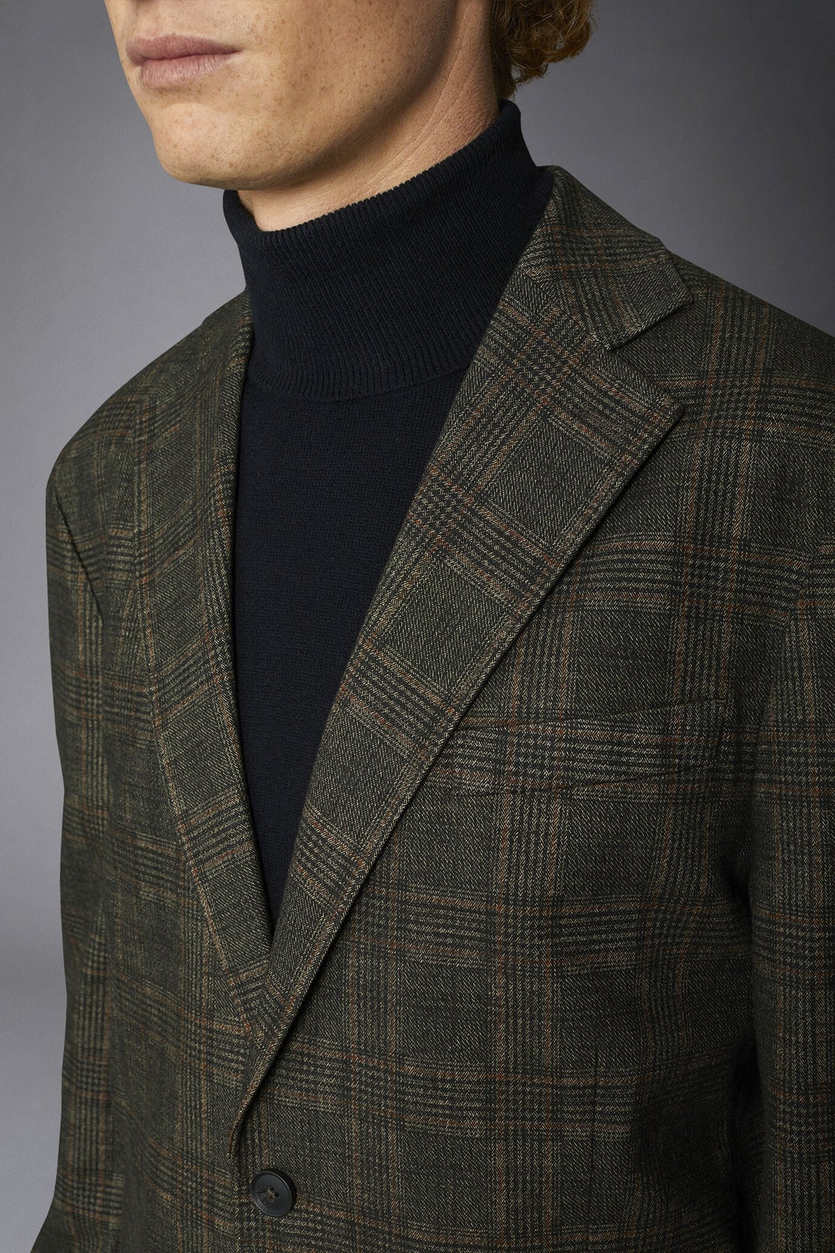 Regular fit genderless single-breasted jacket Prince of Wales fabric