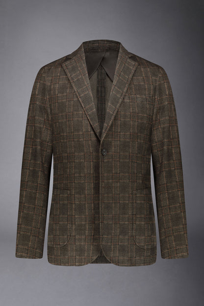 Regular fit genderless single-breasted jacket Prince of Wales fabric