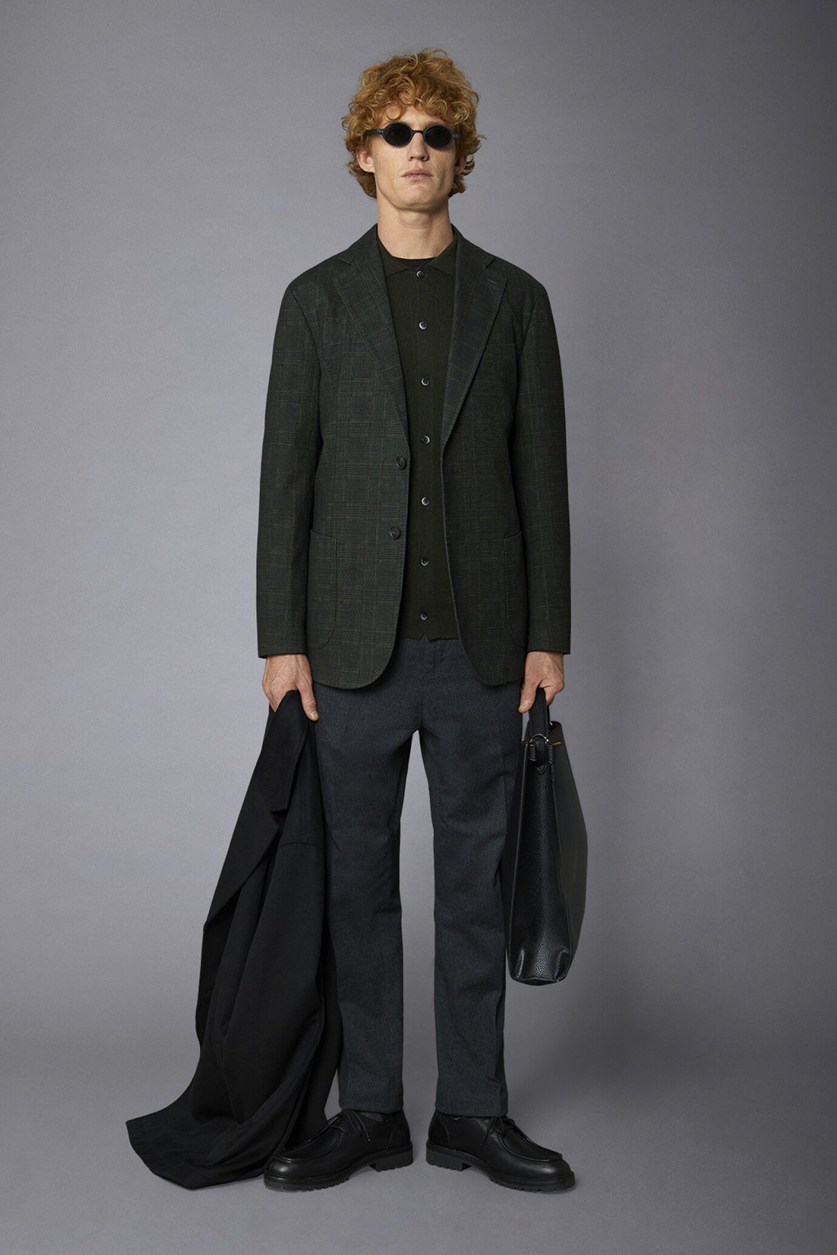 Regular fit genderless single-breasted jacket Prince of Wales fabric