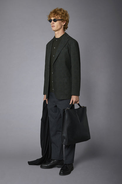 Regular fit genderless single-breasted jacket Prince of Wales fabric