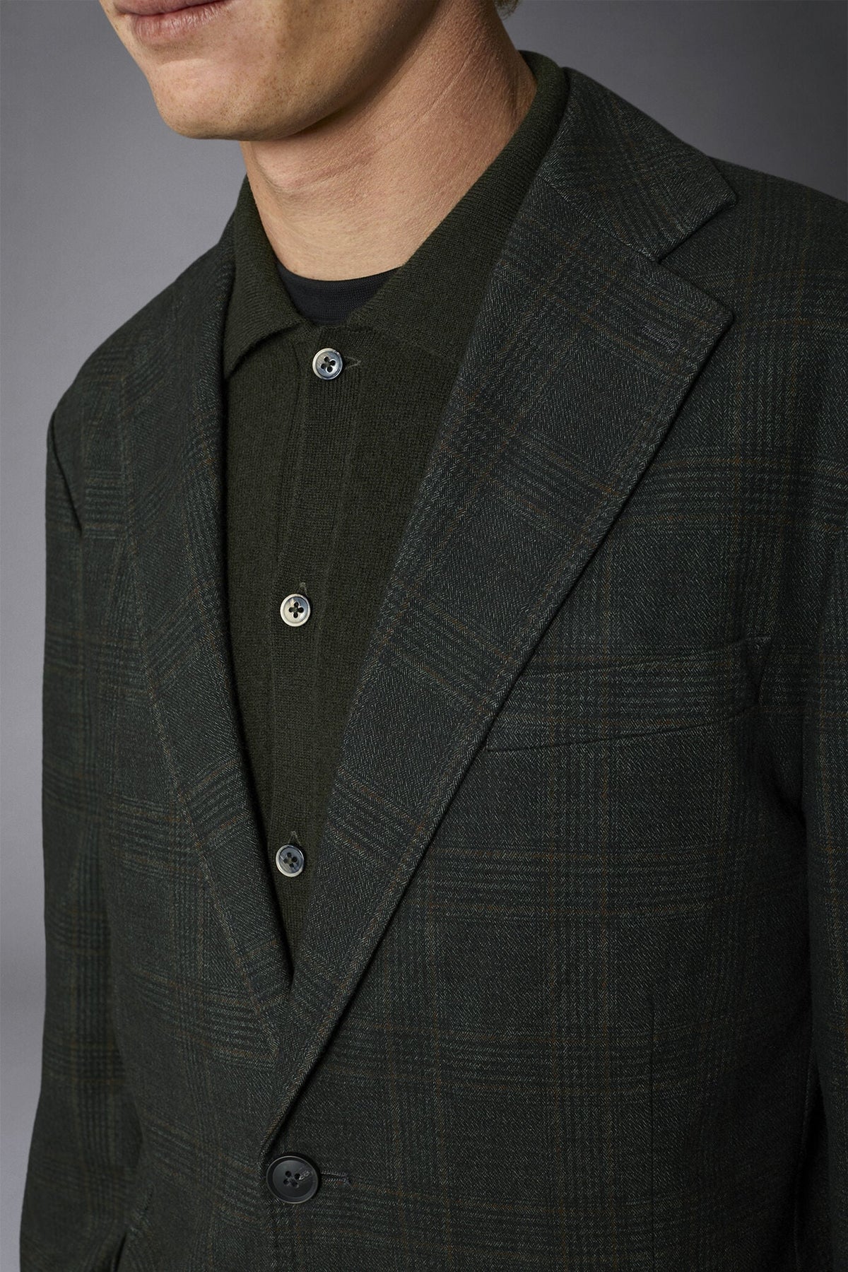 Regular fit genderless single-breasted jacket Prince of Wales fabric