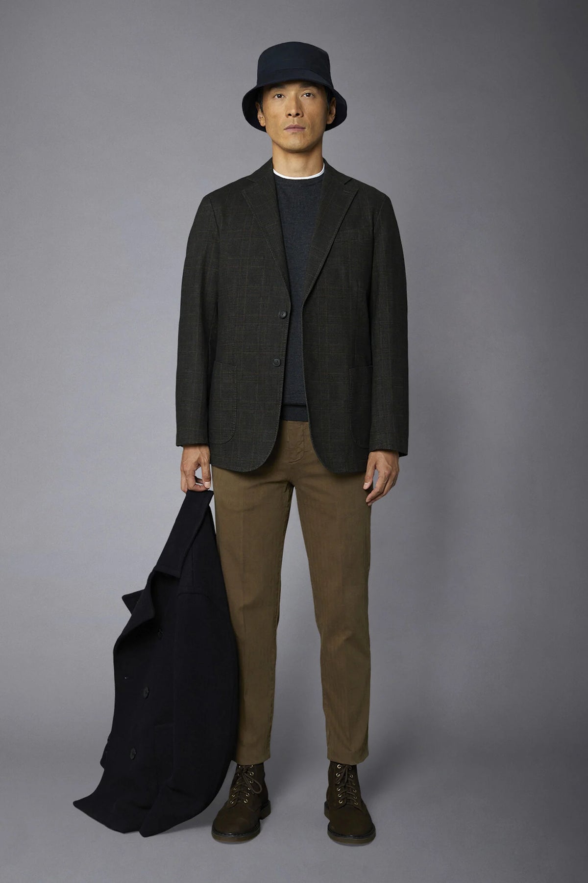 Regular fit genderless single-breasted jacket Prince of Wales fabric