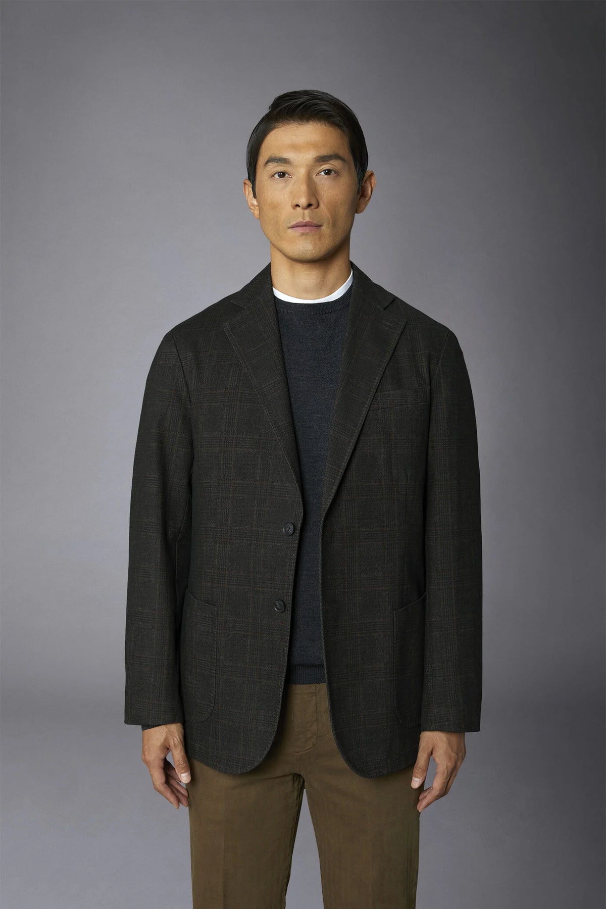 Regular fit genderless single-breasted jacket Prince of Wales fabric