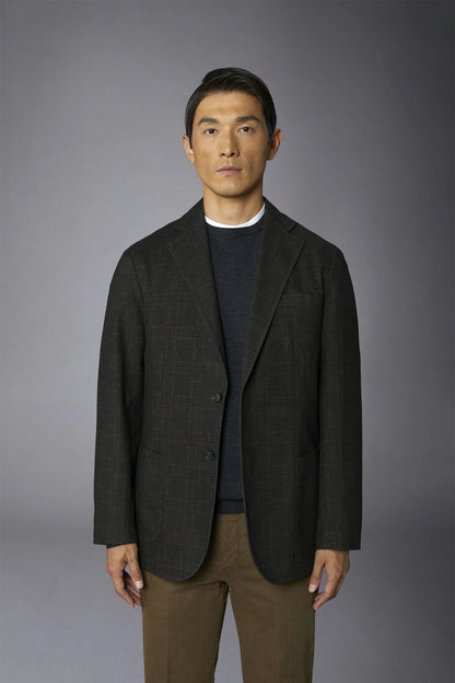 Regular fit genderless single-breasted jacket Prince of Wales fabric