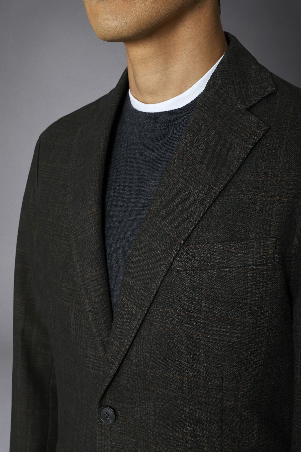 Regular fit genderless single-breasted jacket Prince of Wales fabric