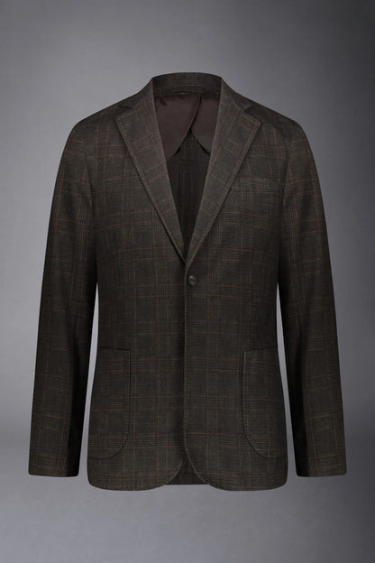 Regular fit genderless single-breasted jacket Prince of Wales fabric