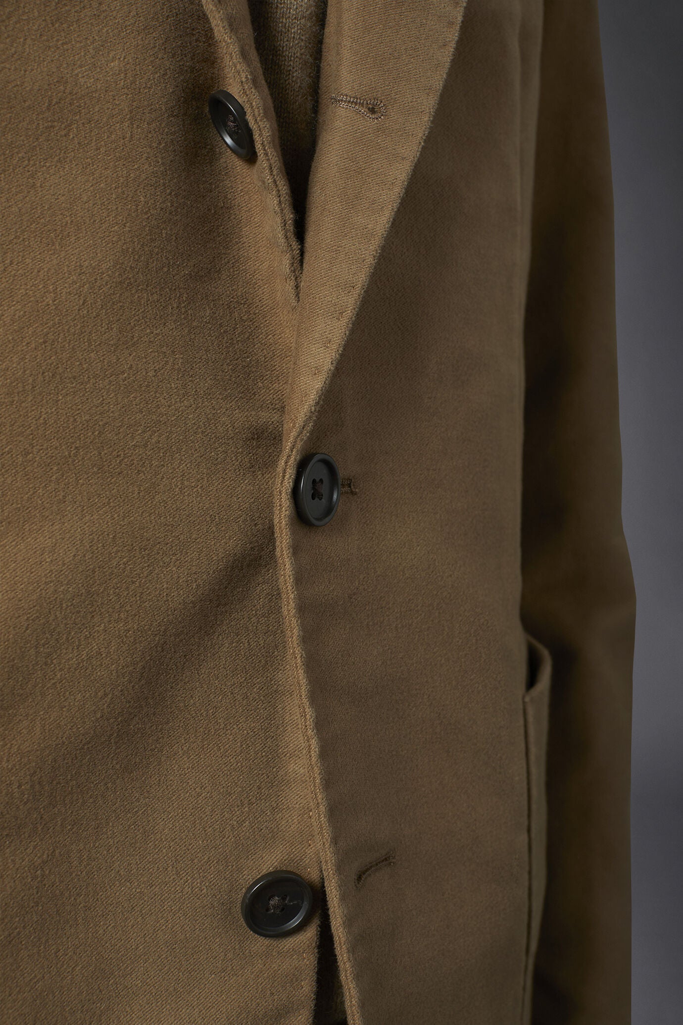 Men's single-breasted jacket in plain moleskin fabric regular fit