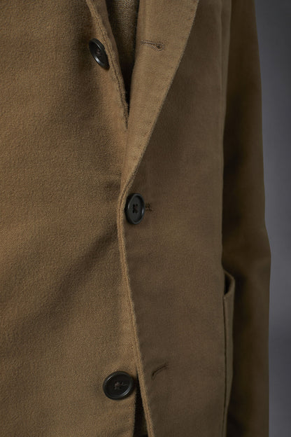 Men's single-breasted jacket in plain moleskin fabric regular fit