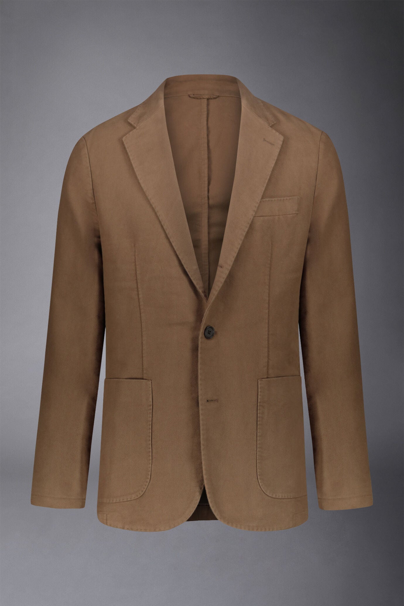 Men's single-breasted jacket in plain moleskin fabric regular fit