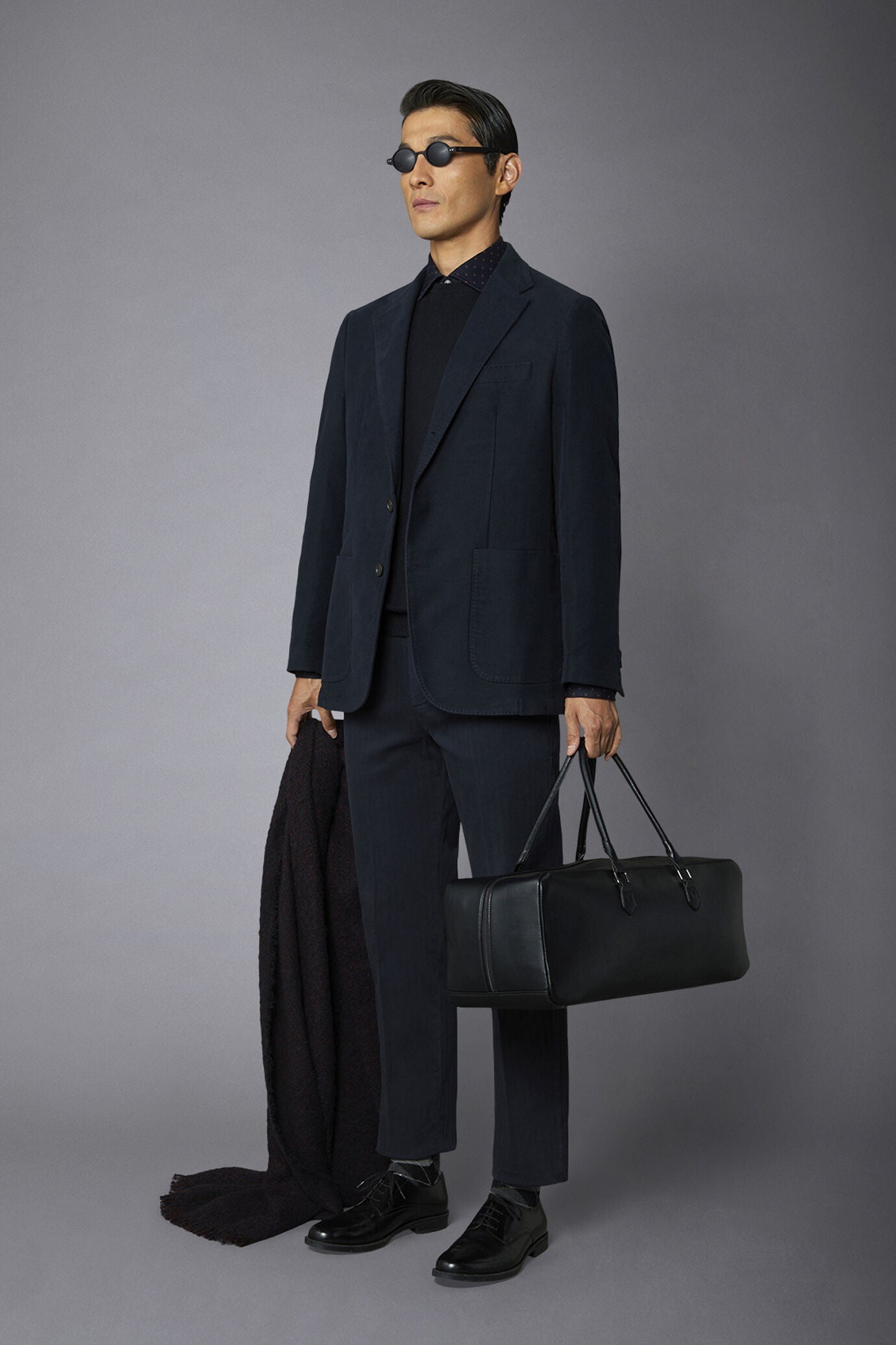 Men's single-breasted jacket in plain moleskin fabric regular fit