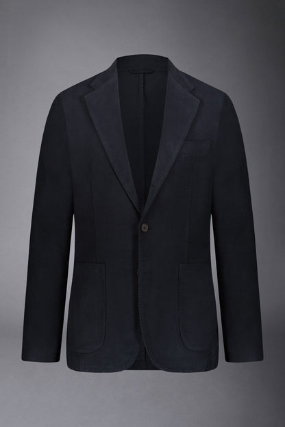Men's single-breasted jacket in plain moleskin fabric regular fit