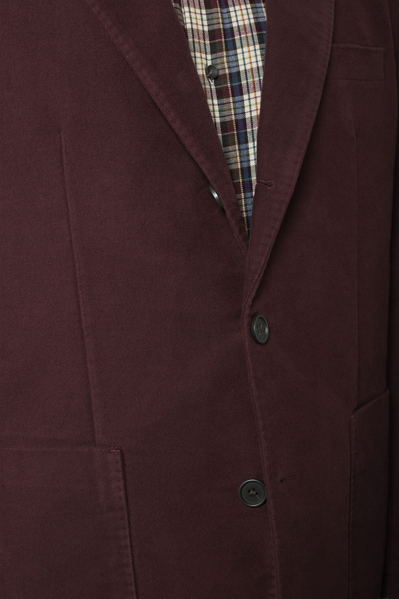 Men's single-breasted jacket in plain moleskin fabric regular fit