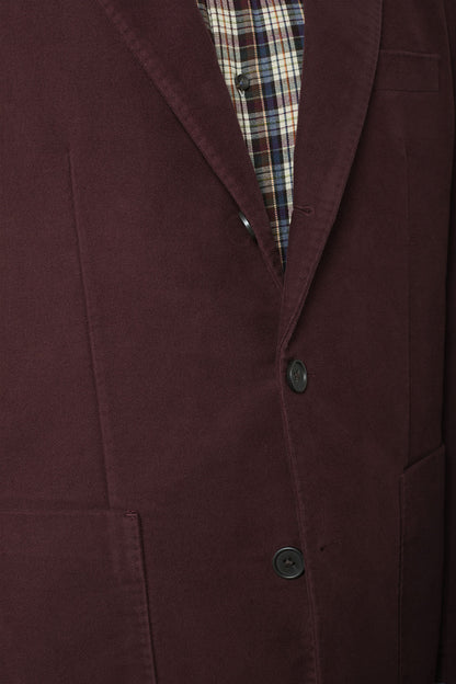 Men's single-breasted jacket in plain moleskin fabric regular fit