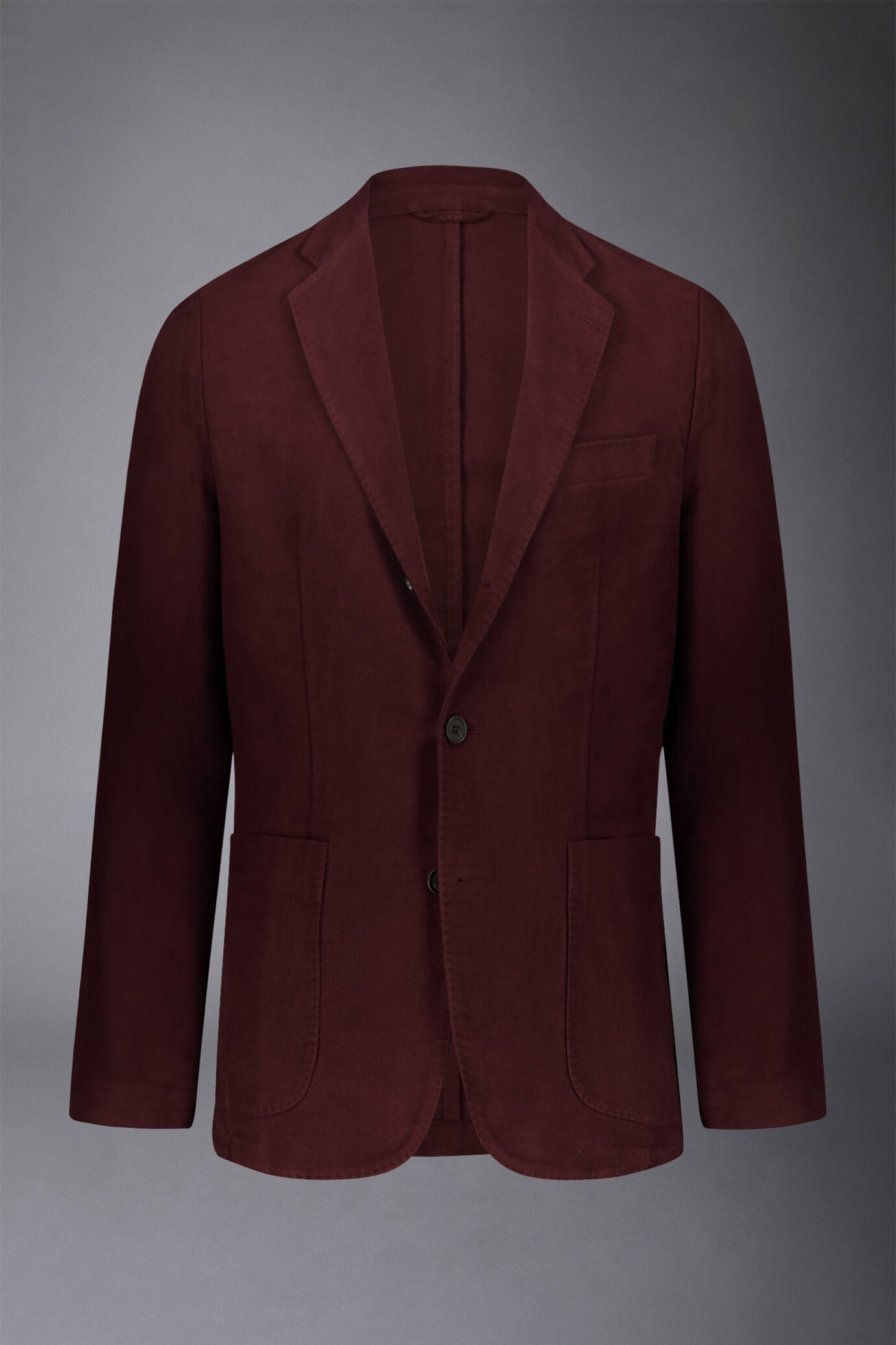 Men's single-breasted jacket in plain moleskin fabric regular fit