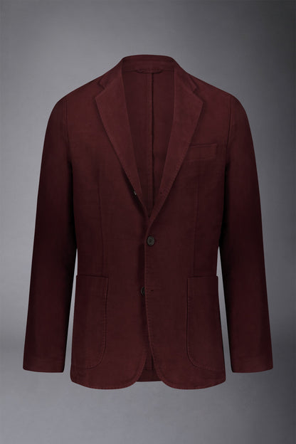 Men's single-breasted jacket in plain moleskin fabric regular fit