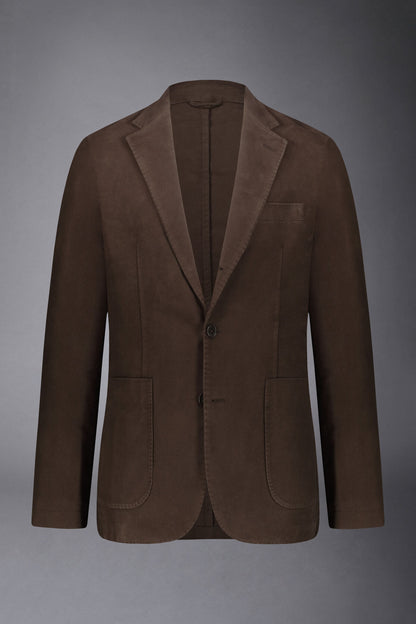 Men's single-breasted jacket in plain moleskin fabric regular fit