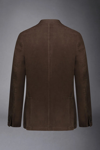 Men's single-breasted jacket in plain moleskin fabric regular fit
