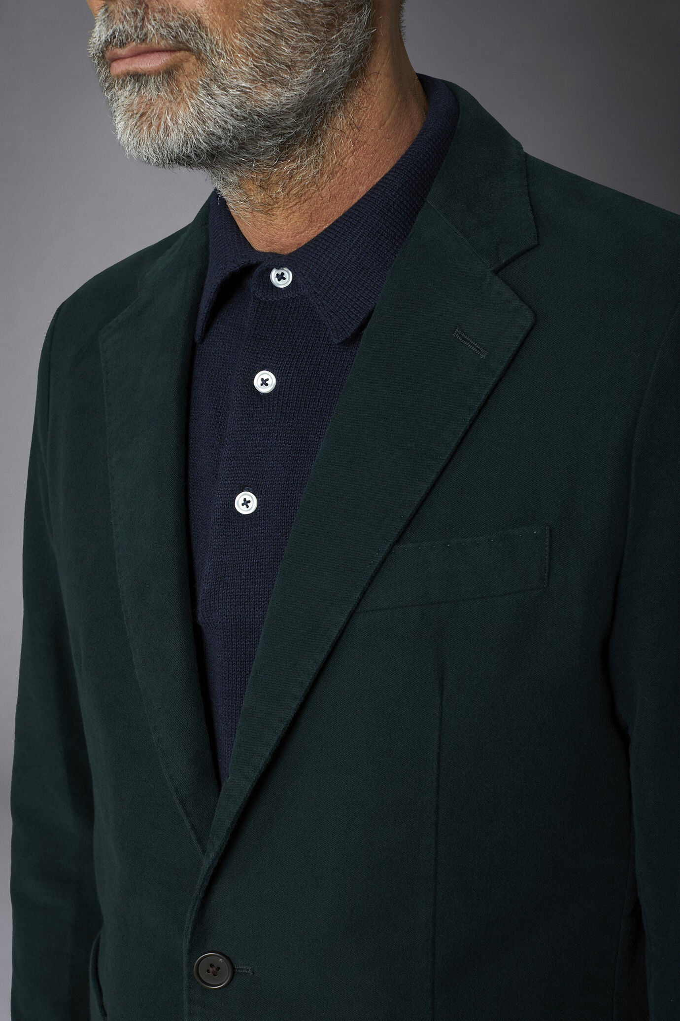 Men's single-breasted jacket in plain moleskin fabric regular fit