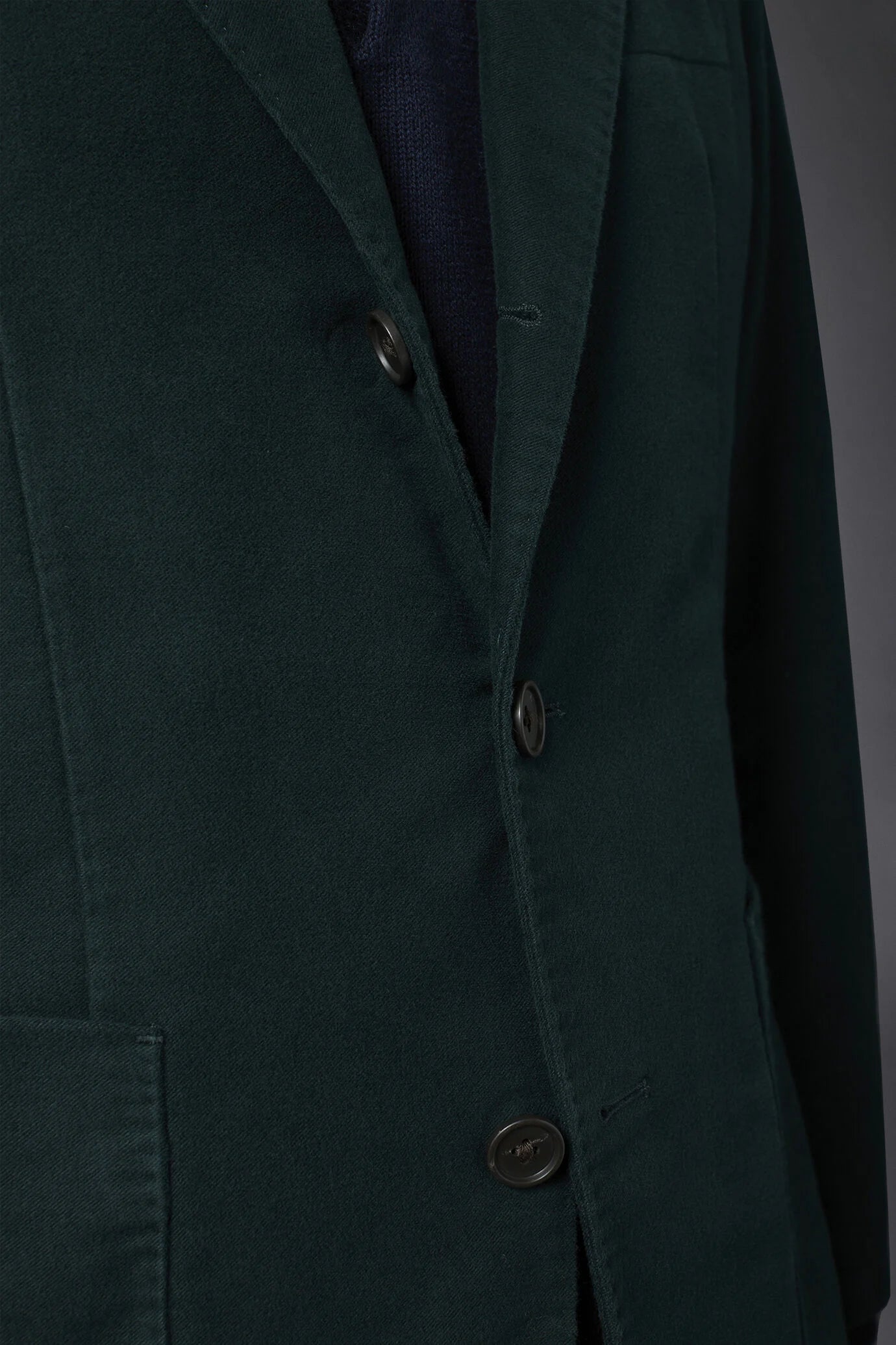 Men's single-breasted jacket in plain moleskin fabric regular fit