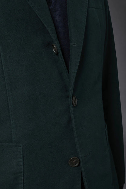 Men's single-breasted jacket in plain moleskin fabric regular fit