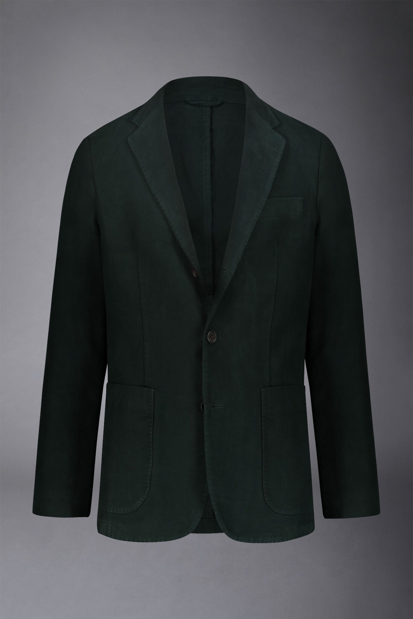 Men's single-breasted jacket in plain moleskin fabric regular fit