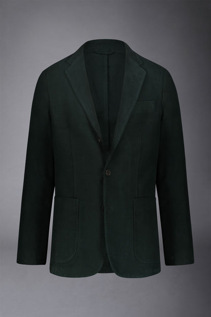 Men's single-breasted jacket in plain moleskin fabric regular fit