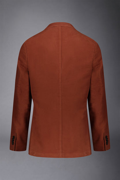 Men's single-breasted jacket in plain moleskin fabric regular fit