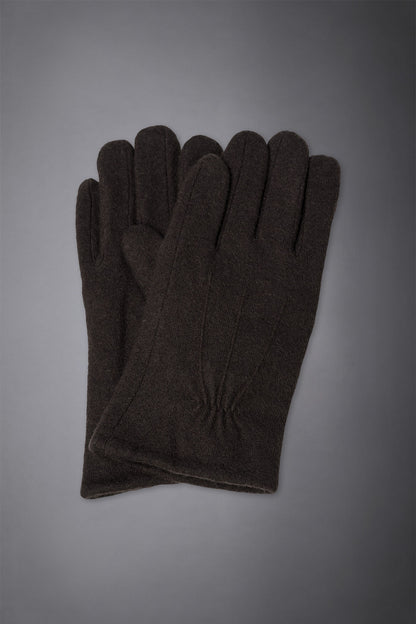 Men's solid coloured boiled wool glove with inner fleece
