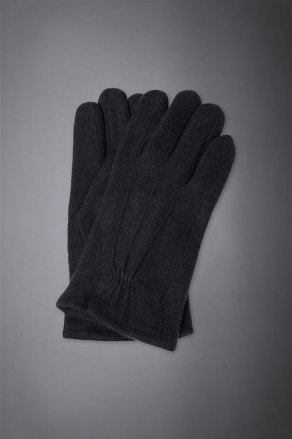 Men's solid coloured boiled wool glove with inner fleece