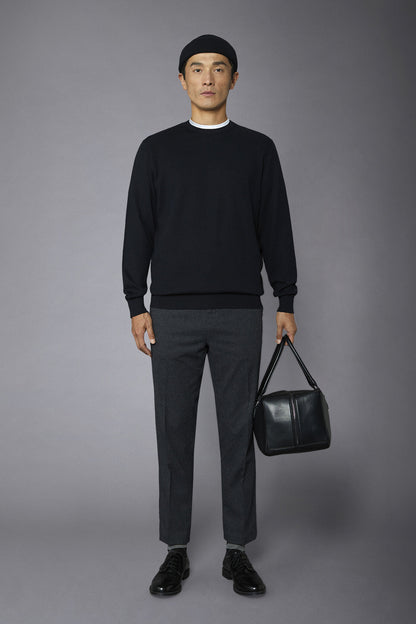 Men's roundneck wool and cotton sweater