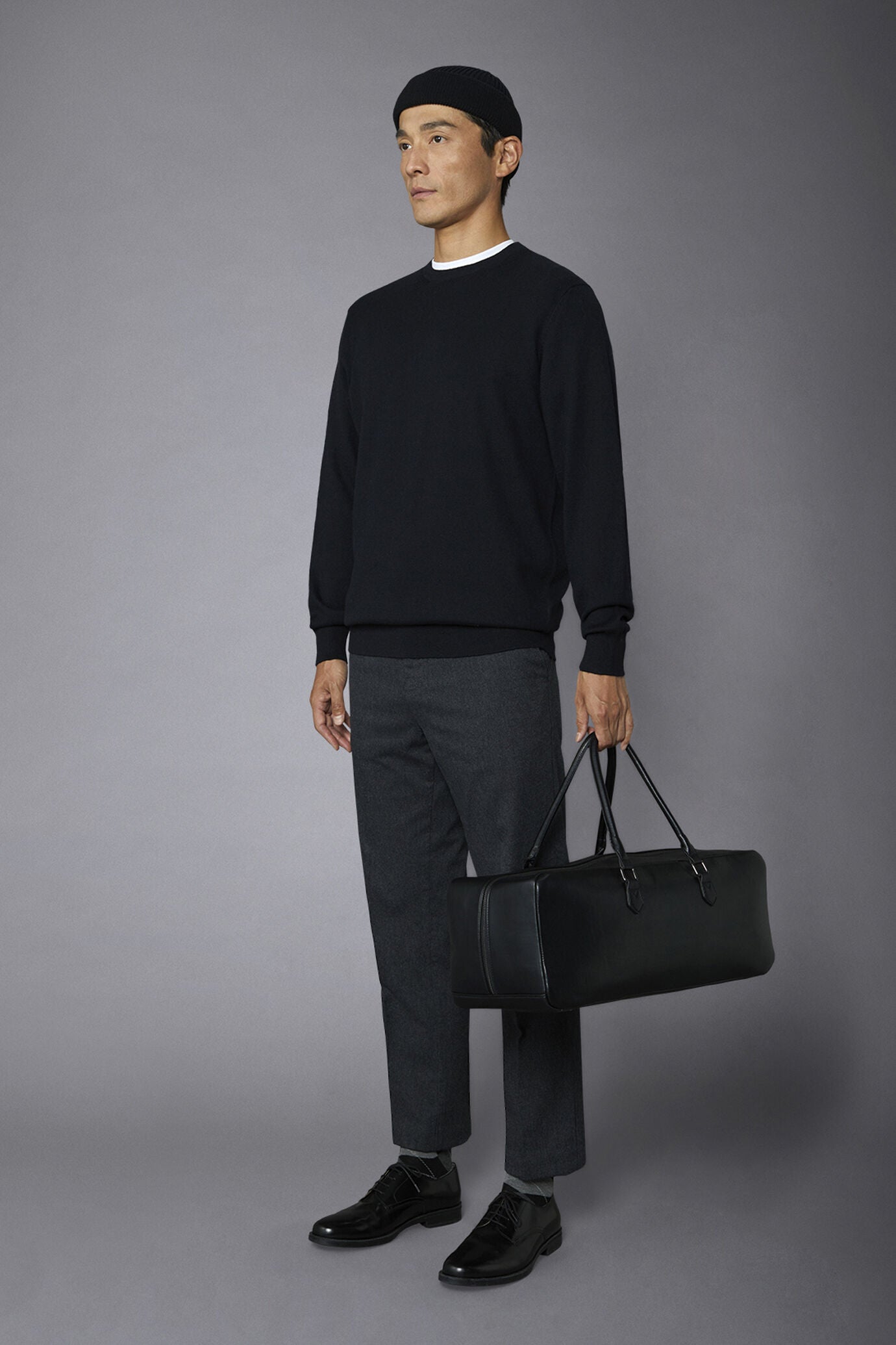 Men's roundneck wool and cotton sweater