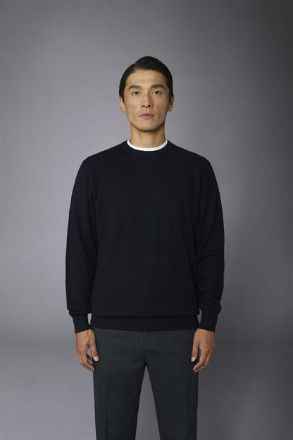 Men's roundneck wool and cotton sweater