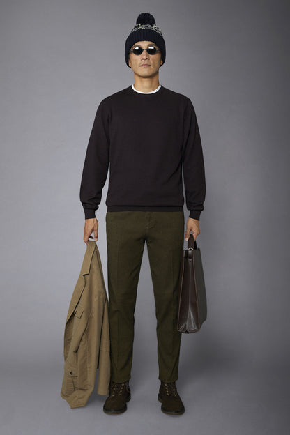 Men's roundneck wool and cotton sweater