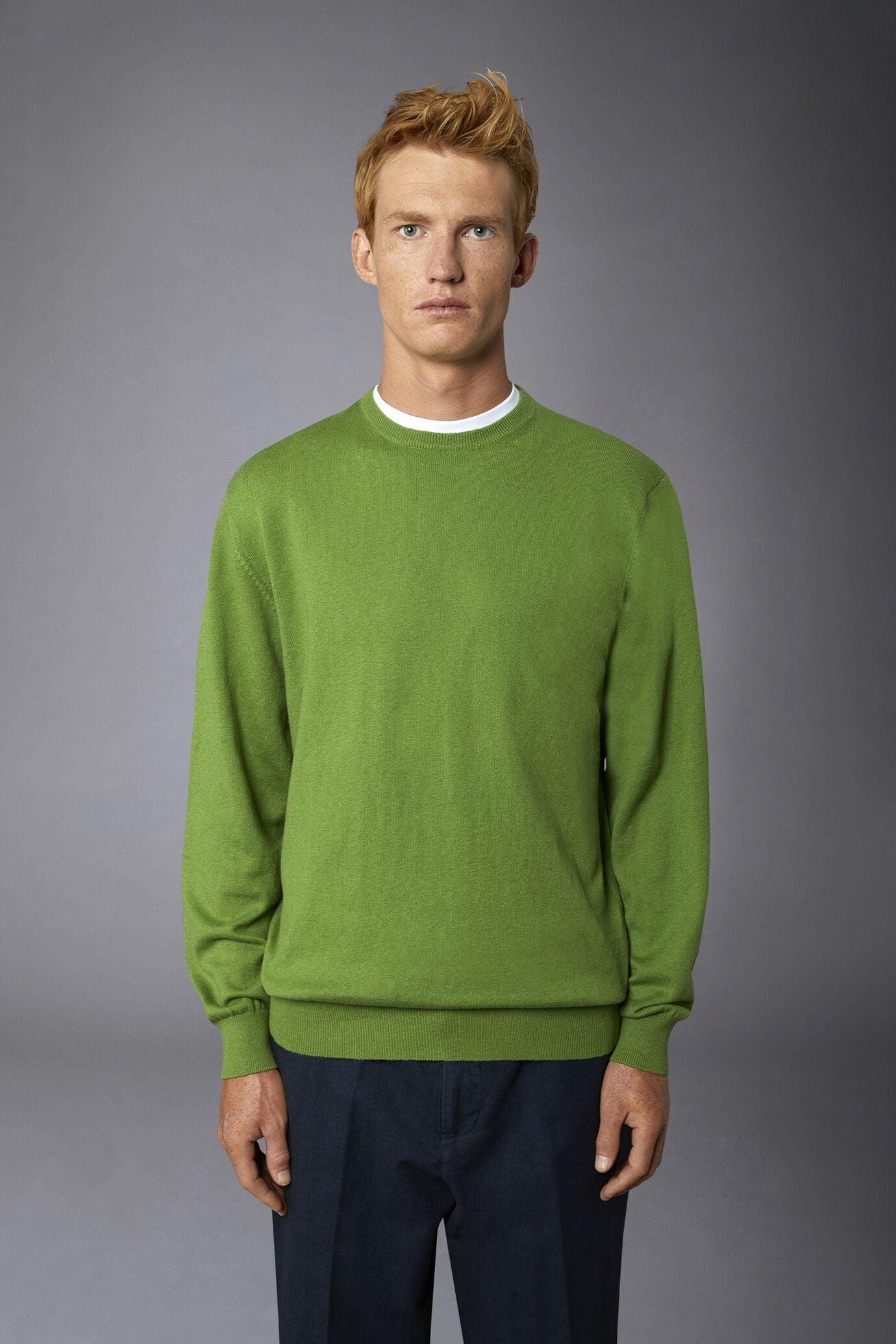 Men's roundneck wool and cotton sweater