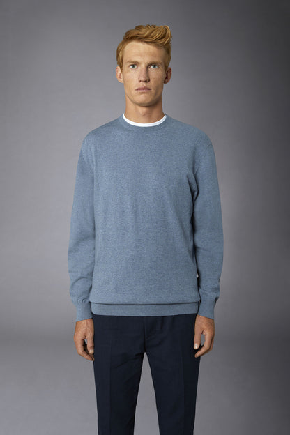 Men's roundneck wool and cotton sweater